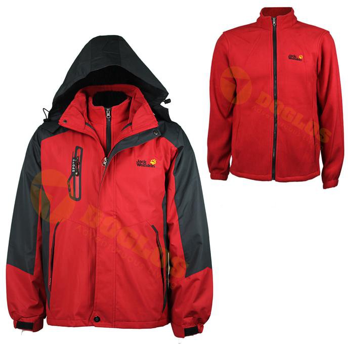 Jack Wolfskin 2 in 1 jaket Double layer inner Polar hiking gunung jws "HARGA PROMO"