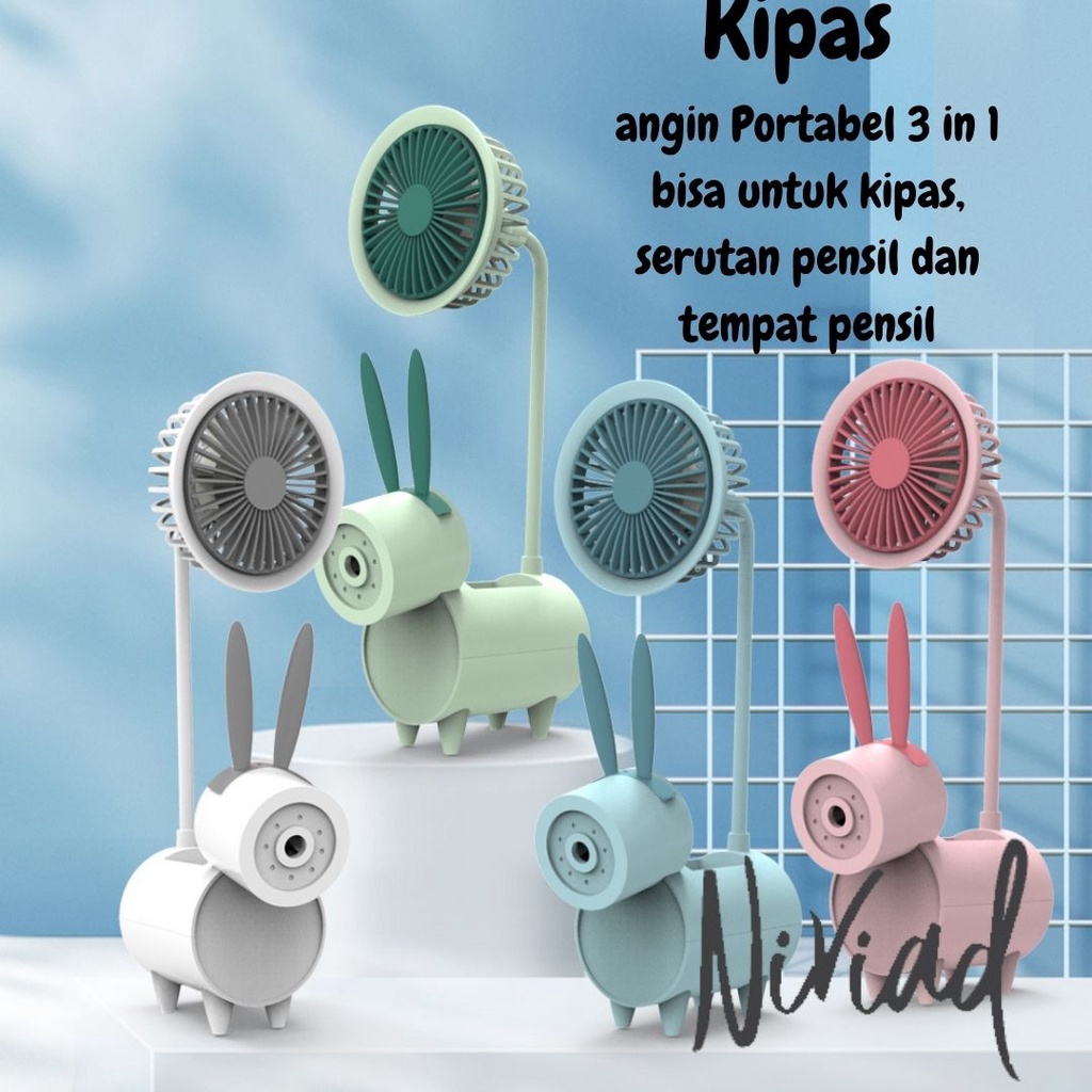 Kipas Angin USB Portabel 3in1/Kipas Mini Karakter Multi Fungsi