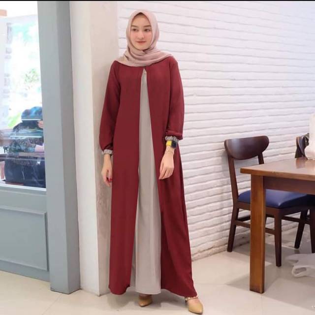 Gamis sabilla like outer bahan moscrepe