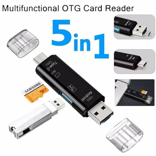 5in1 Card Reader USB 3.0 Micro USB Type C Micro SD Transfer File di HP Good QC