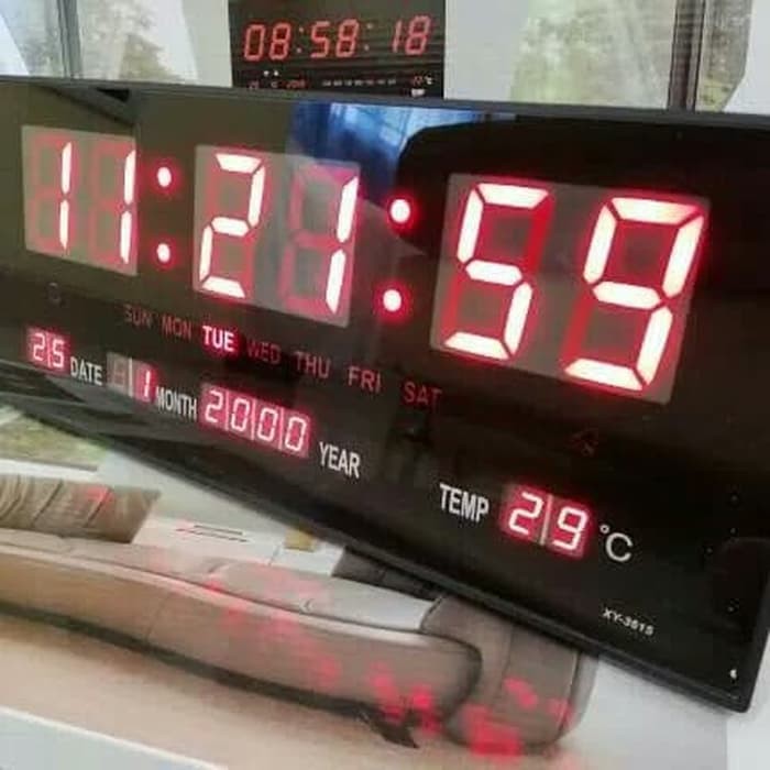 Jam Dinding Digital LED Meja LED Clock 3615 Merah