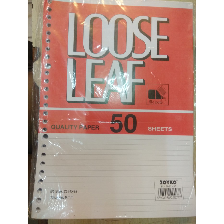

note - Joyko - loose leaf A5 50 pieces (each)