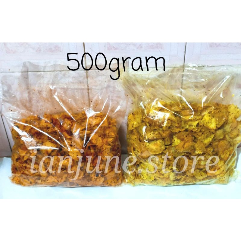 

Kerupuk Ubi Parut Rasa Pedas & Kunyit Cabe Rawit 500gram / Krupuk Selatpanjang