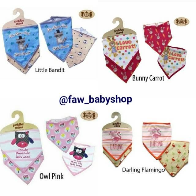 PETITE MIMI - 2IN1 TRIANGLE BIBS/ SLABER/ BIB / CELEMEK SEGITIGA 2IN1