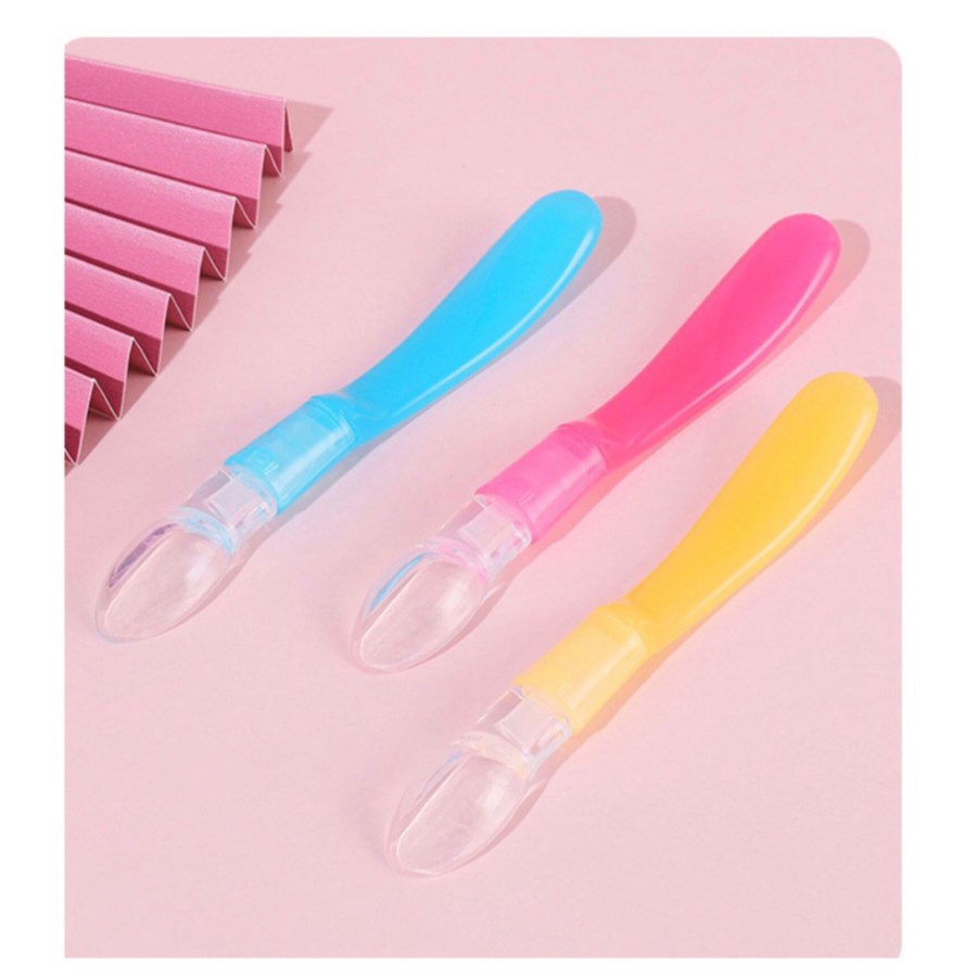 Sendok warna warni Makan Bayi Lentur Silicon Sendok Baby Silikon Lembut Safety Spoons