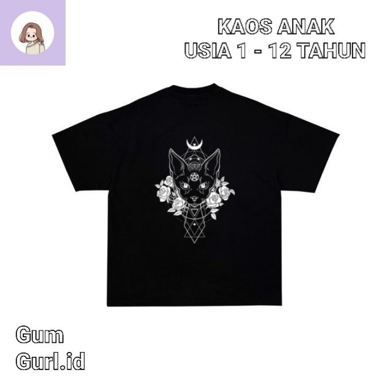 Kaos baju anak CAT SATAN tshirt SATANIC oversize lokal hitam laki laki perempuan jumper baby kids te