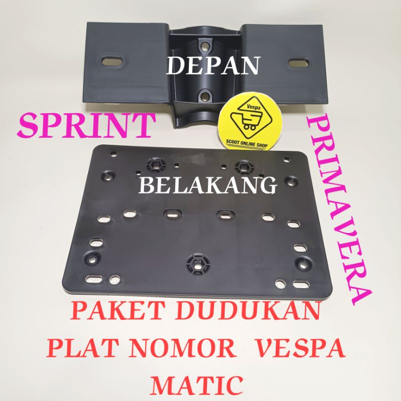 Dudukan Plat Nomor Vespa Sprint Primavera Depan Belakang