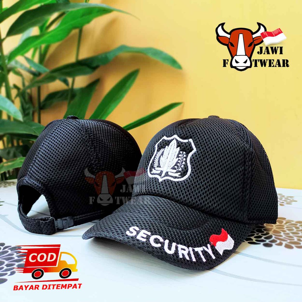 Topi Satpam Security Bordir Hitam Putih