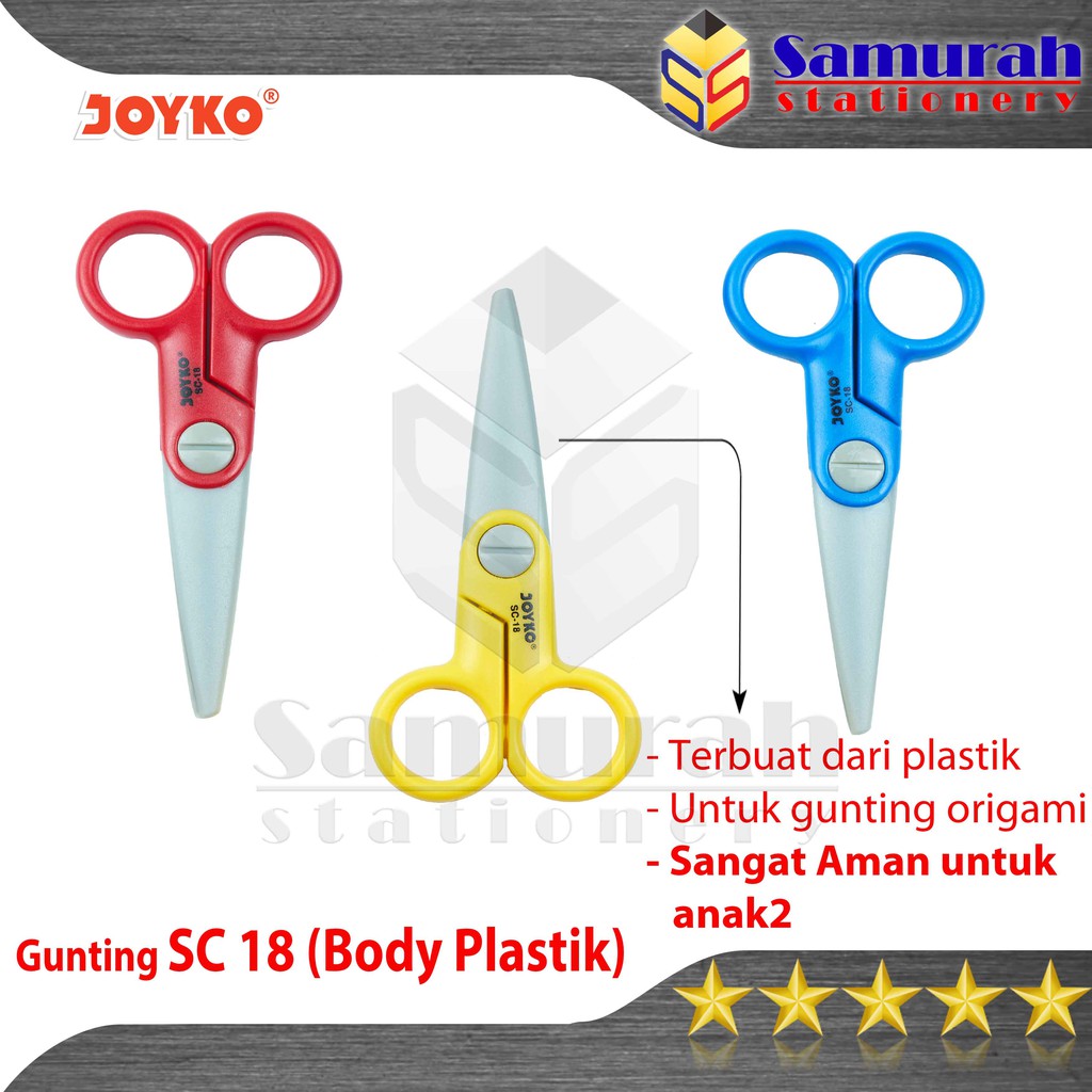 

Gunting Kecil Joyko SC-18 / Potong Kertas origami SC 18 Bahan Plastik - Khusus Untuk Anak TK / SD