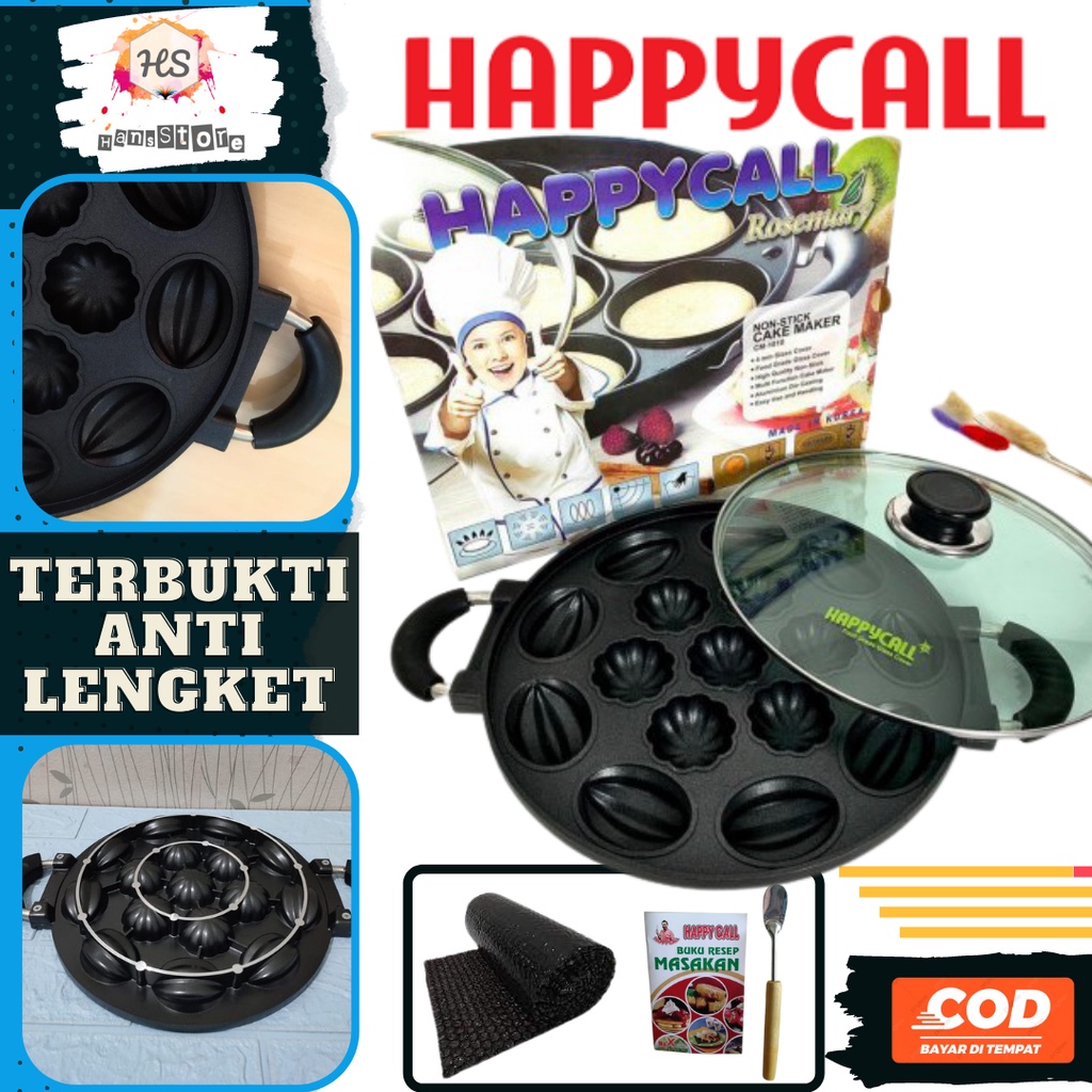 006 Cetakan Kue 16 Lubang Cubit Happy Call teflon Alat Masak Peralatan Rumah Tangga Wajan Penggoreng