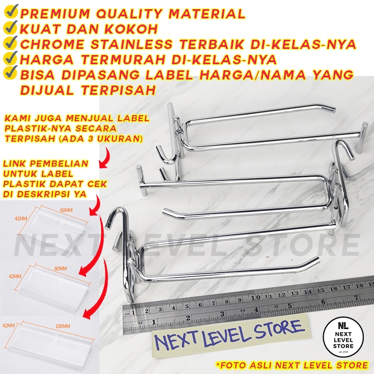 Double Hook Ram 30 CM TEBAL 6 mm Display Mesh Cantolan Besi Stainless 6mm