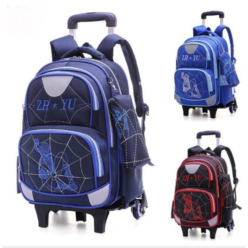 (RK)Tas Troli Anak Anak Laki Laki 2in1 Spiderman 3 Roda/ Tas Roda Anak Spiderman Roda 6