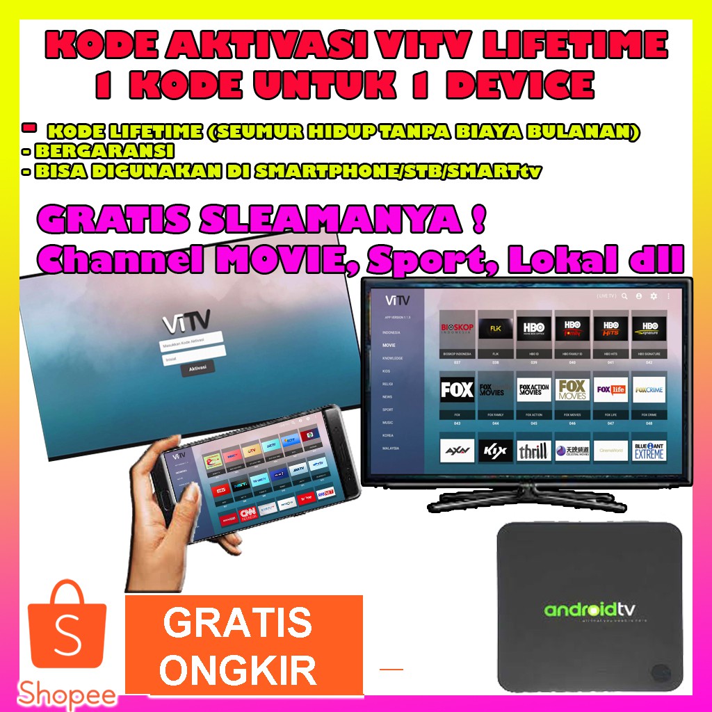 Kode Aktivasi Vitv 1 21 Lifetime 1 Device Premium Bergaransi Bisa Reset Aktivasi Shopee Indonesia