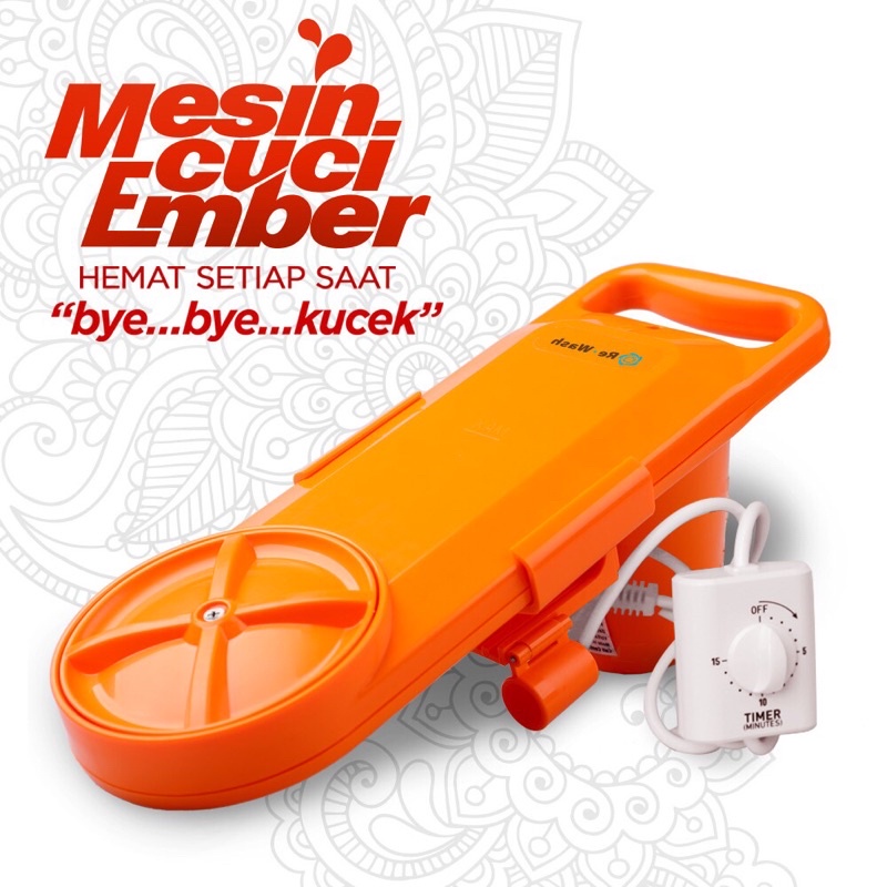 Mesin Cuci Baju Portable / Alat Kucek Baju Portable Dengan Timer RE WASH Ember Yizu