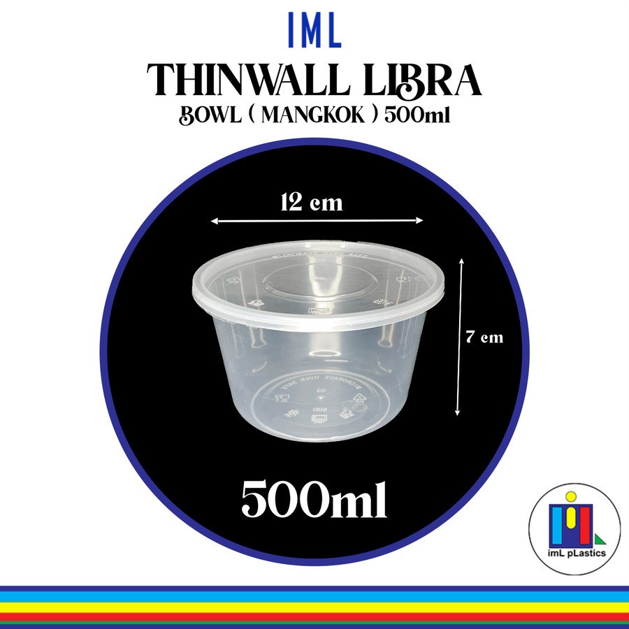 Kotak Makan Plastik THINWALL LIBRA BOWL MANGKOK 500ml-1 set 25pcs