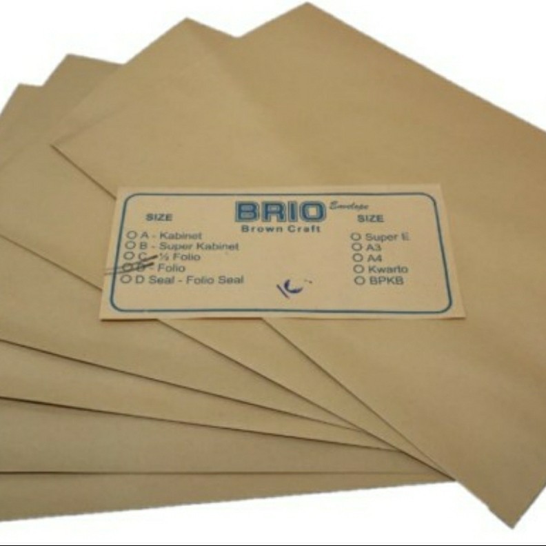 

100 lembar Amplop Coklat BRIO Folio brown envelope