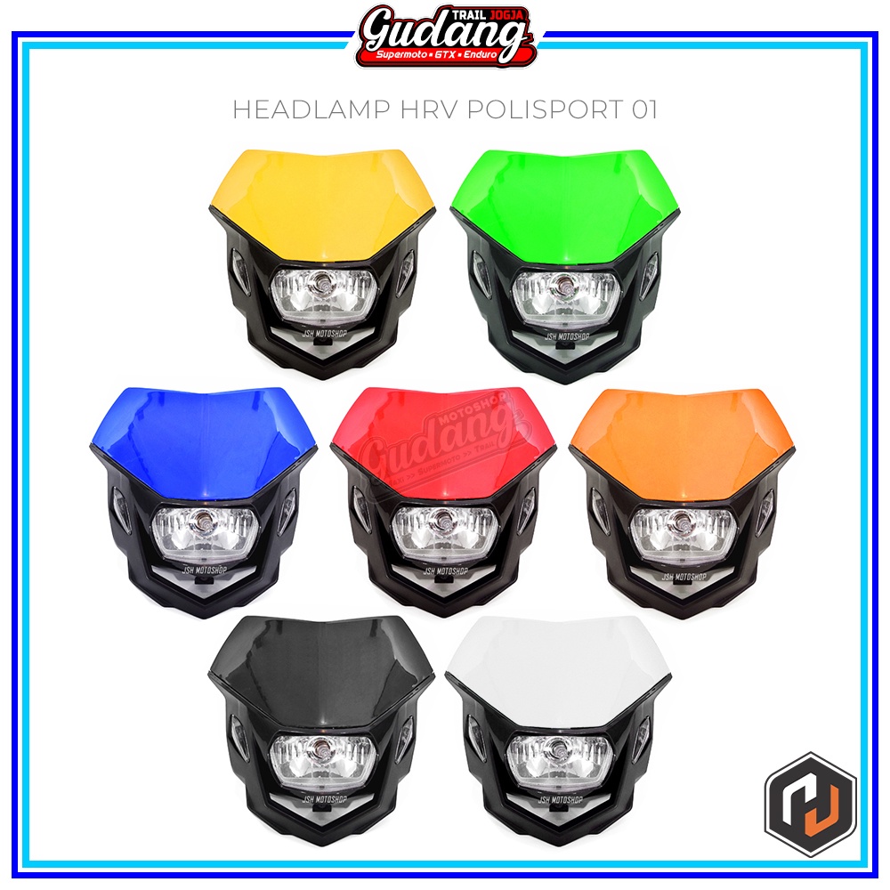 Headlamp Reflektor Lampu Depan Polisport 01/02 Trail Supermoto Hitam Biru Hijau Merah Orange Putih