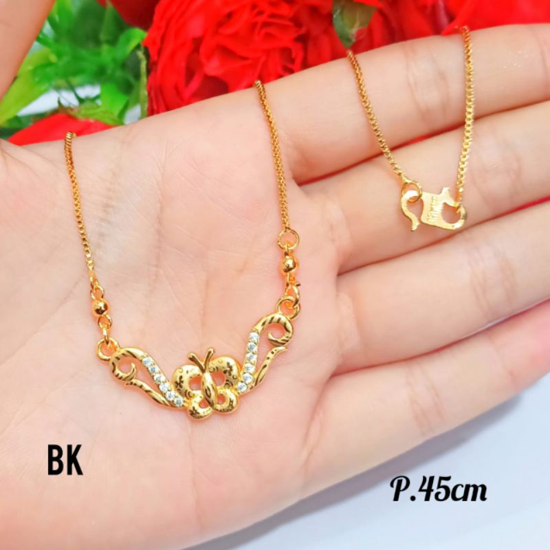 Kalung Dewasa koye permata ukir batik emas Korea *COD*