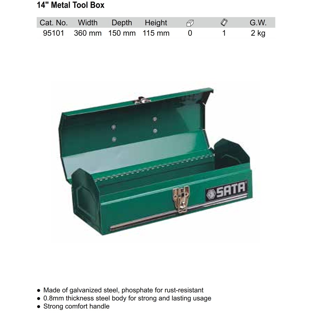 Kotak Tools 14 Inch Metal Tool Box 95101 SATA TOOLS