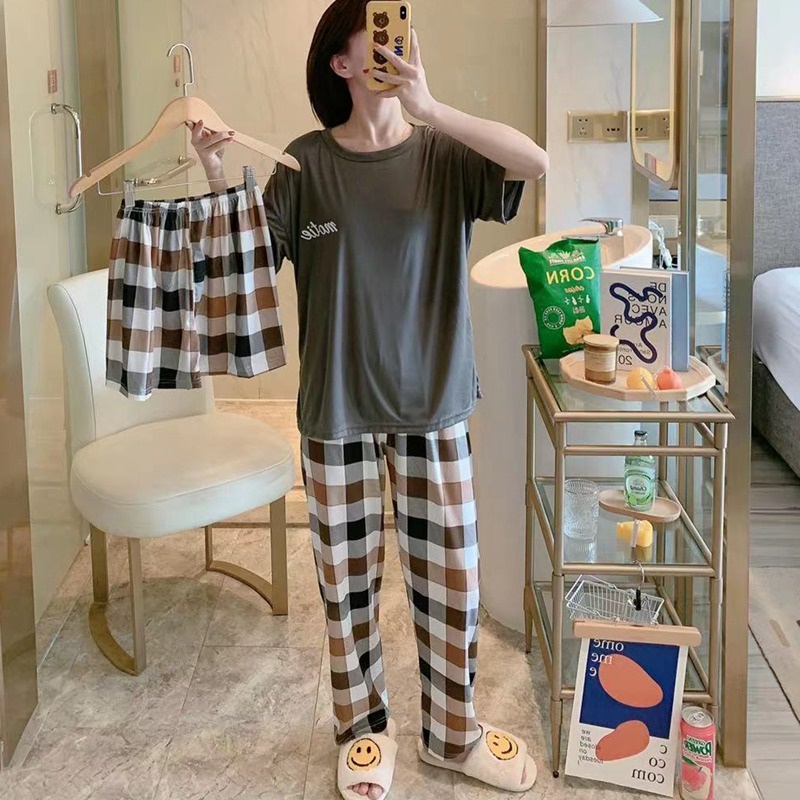 1027 SETELAN SET BAJU TIDUR PIYAMA KEKINIAN FASHION WANITA KOREA 3IN1 ONE SET SETCEL BAJU DEWASA CP 