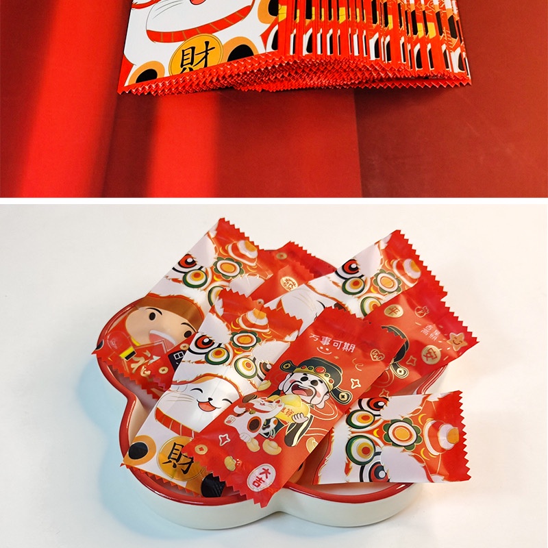 10pcs Plastik Kue Seal 4 x 9.5 cm chinese new year imlek cookies permen nougat gong xi fa cai SB 49 CNY