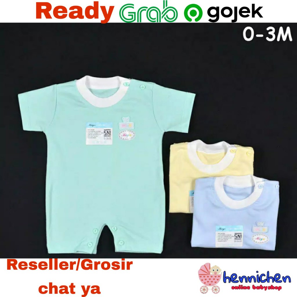 MIYO by libby Baju Kodok Segiempat / Romper Bayi/Baby Warna Newborn (0-3M) SNI