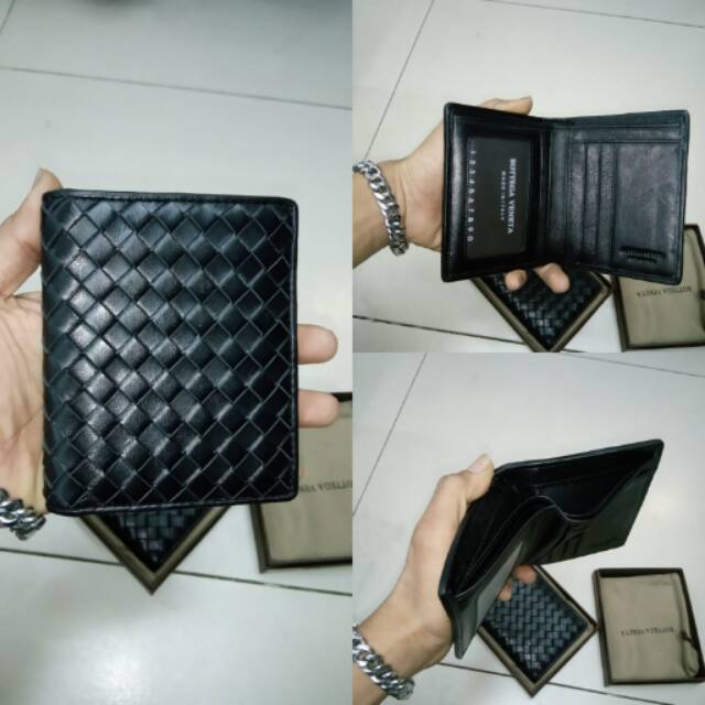 DOMPET KULIT PRIA TEGAK ANYAMAN RAJUT KULIT BOTEGA VENETA SUPER PREMIUM