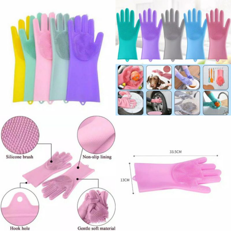 SARUNG TANGAN SERBAGUNA BAHAN SILIKON / MAGIC SILICONE CLEANSING GLOVE ANTI PANAS KUALITAS TEBAL 100% IMPORT, BUKAN YG TIPIS / RINGAN