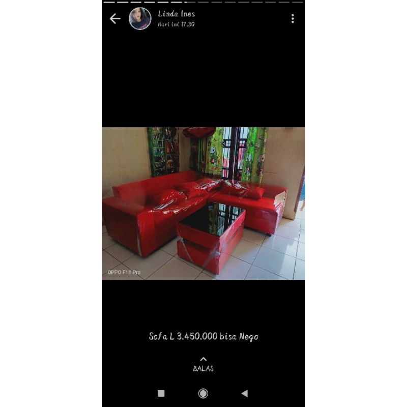 sofa L sandaran rendah bisa tukar tambah