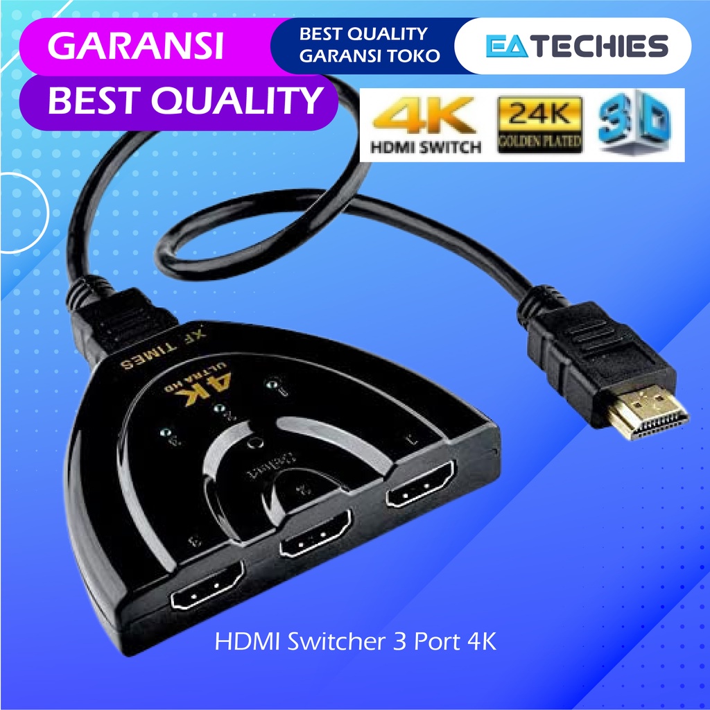 HDMI Splitter 3 Port Full HD 1080 HDMI Switcher 4K Selector Cable 50cm