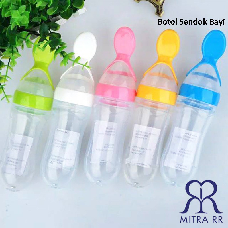 Botol Susu Sendok Bayi MPASI Bahan Silicon Feeding Alat Training Makan Bayi Peralatan MPASI BPA FREE