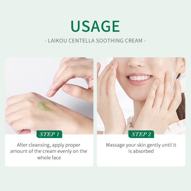 LAIKOU Centella Soothing Krim Wajah Cica Memperbaiki Jerawat Pelembab Anti-kemerahan 30g