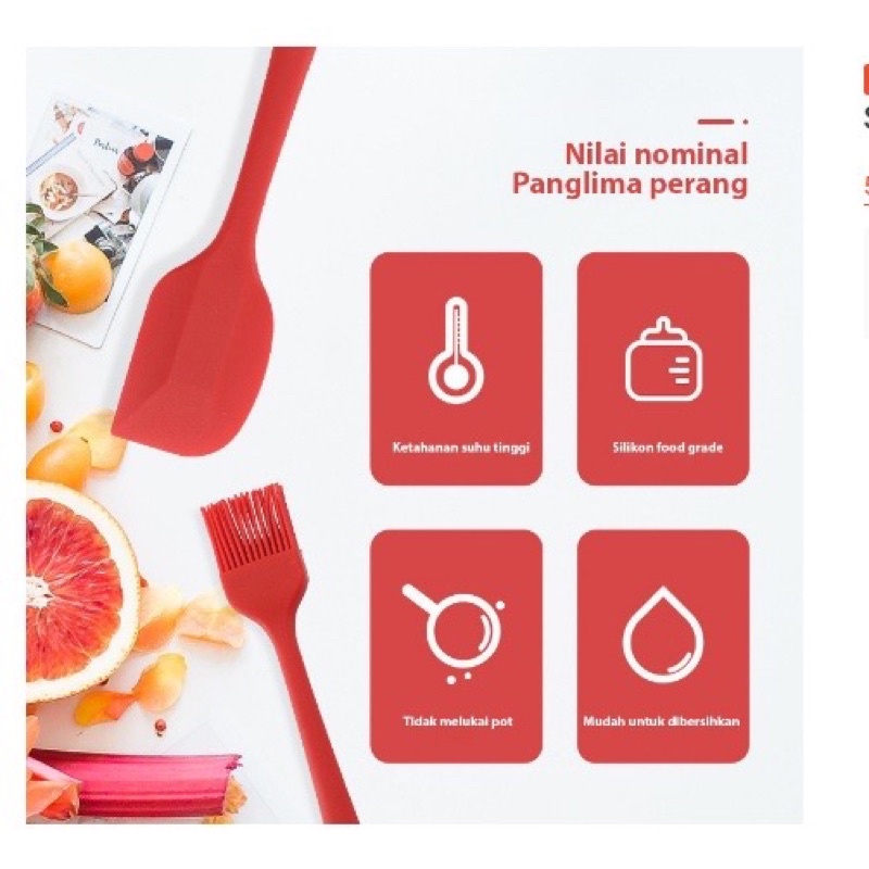 [OL] Alat Masak Dapur Silikon 1 Set isi 5  Spatula Tahan Panas / Set Alat Masak Silicone 5 Pcs