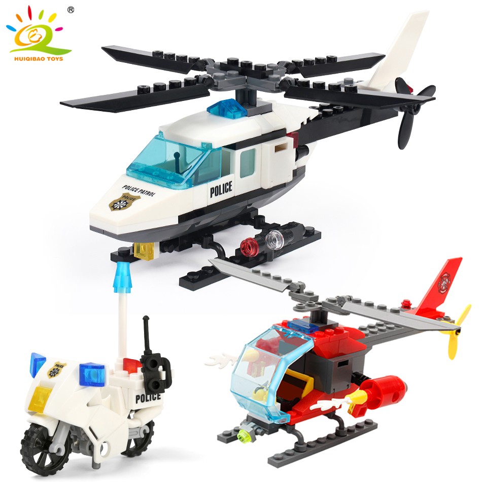 Mainan Lego City Police Helicopter Airplane Blocks Building Blocks Legoingly City MOTO Bricks
