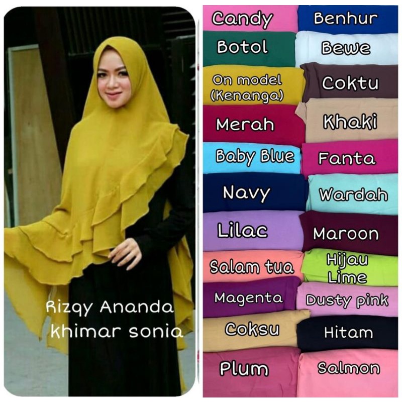 KHIMAR SONIA ORI RIZKI ANANDA  Bahan ceruty Babydoll 2 layer bentuk asimetris cantik menawan