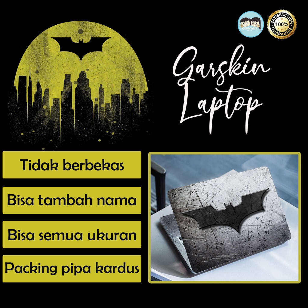 Garskin Laptop Stiker Anti Gores Full Body Batman Custom 10 12 13 14 15 inch Universal Untuk Semua M