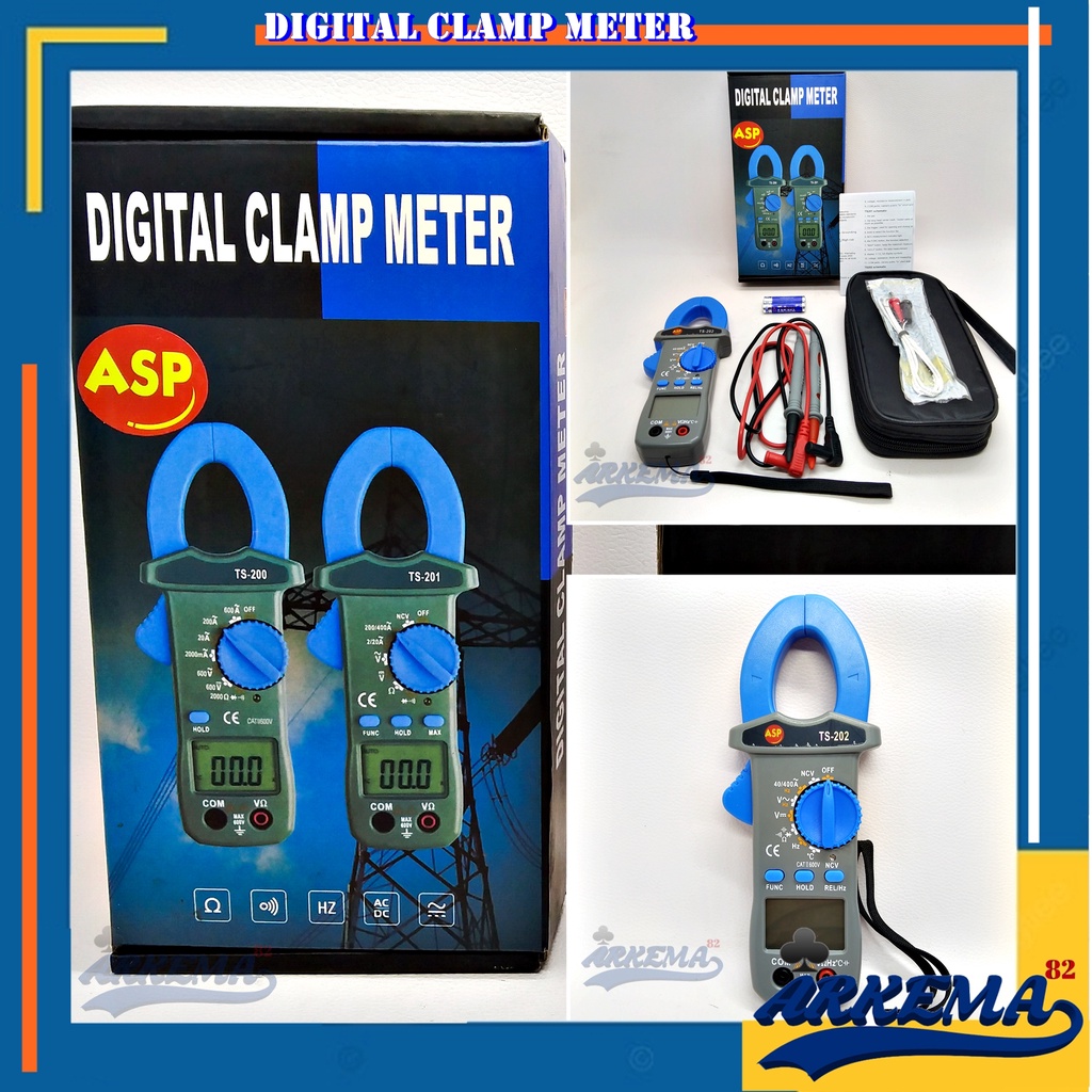 TANG AMPERE DIGITAL CLAMP METER TS-202+ | ALAT TEST / UKUR AMPER LISTRIK DAN ELCO / KAPASITOR