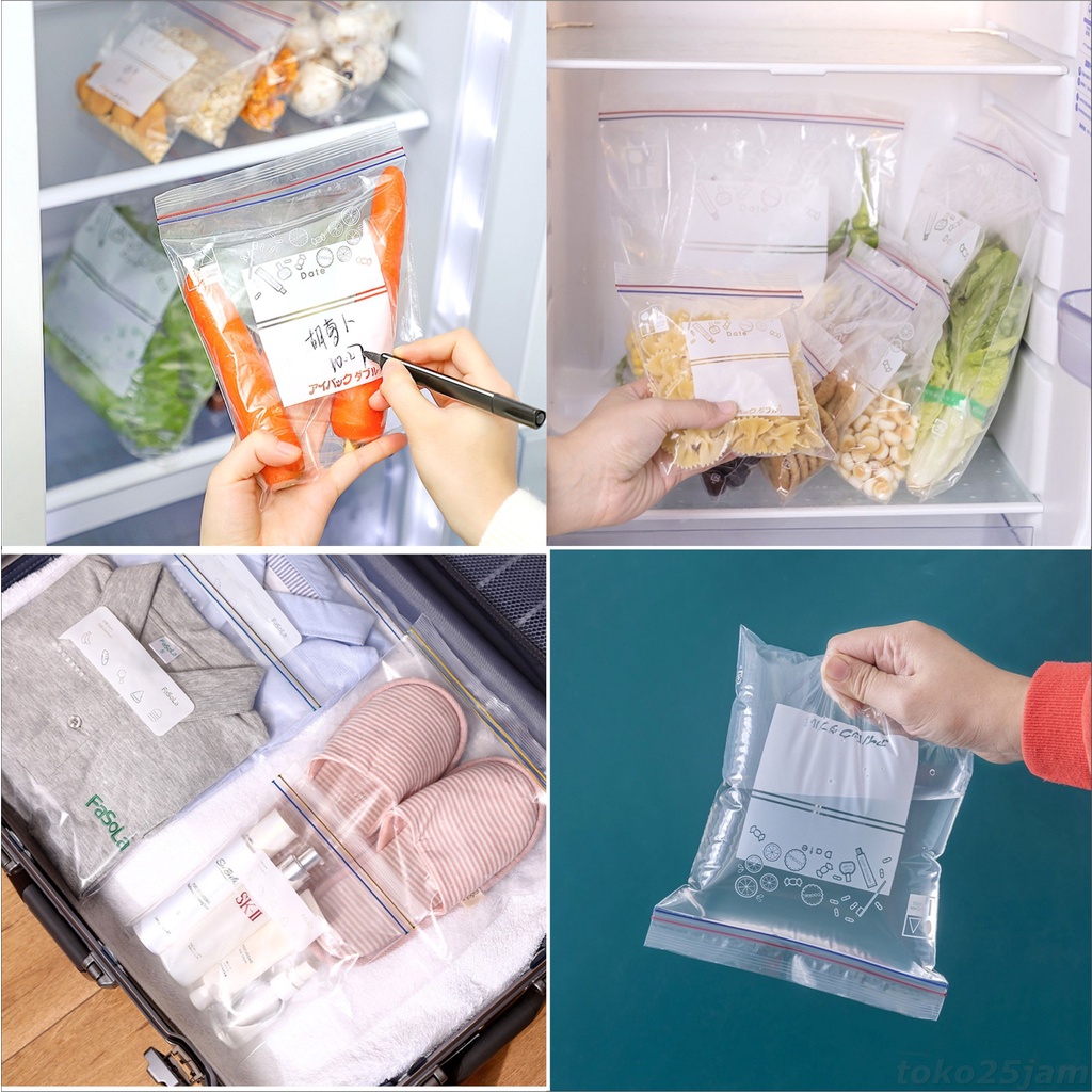 Plastik Kulkas Double Seal Ziplock penyimpanan makanan Reusable Food Grade / Kantong Plastik Klip Ziplock Organizer Makanan Sayuran Fresh Bag