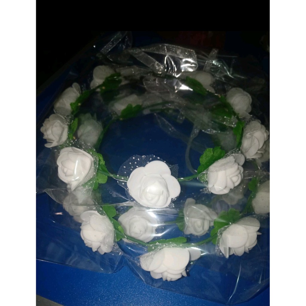 Jual bando bunga flower crown putih terbaik