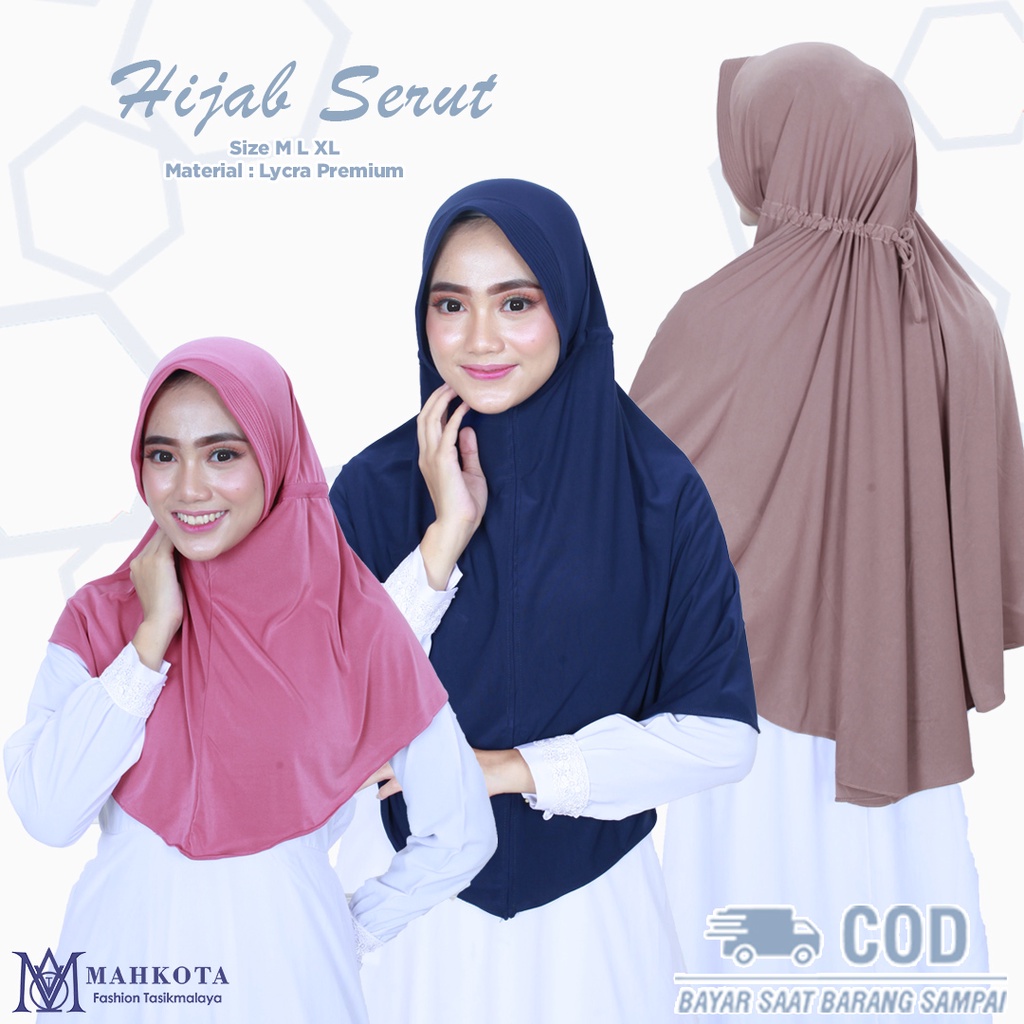 Hijab Instan Serut Jersey Size M L XL-1