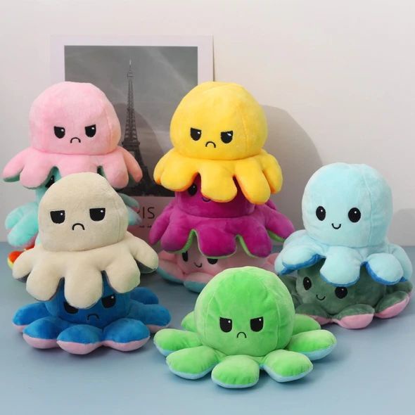 Viral !! Boneka Gurita Bolak Balik Cumi Octopus Doll Emoji Lucu Bahan halus Lembut Murah