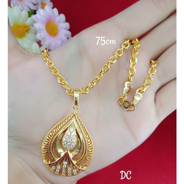 kalung liontin wanita dewasa emas muda kadar 35%