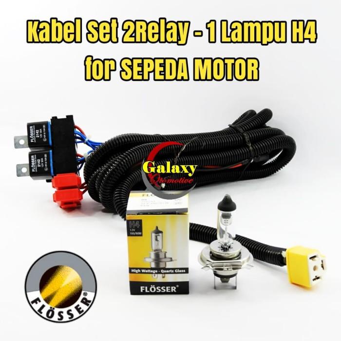 Kabel Set 2 Relay 1 Lampu - FLOSSER - H4 - Khusus Motor Bohlam H4
