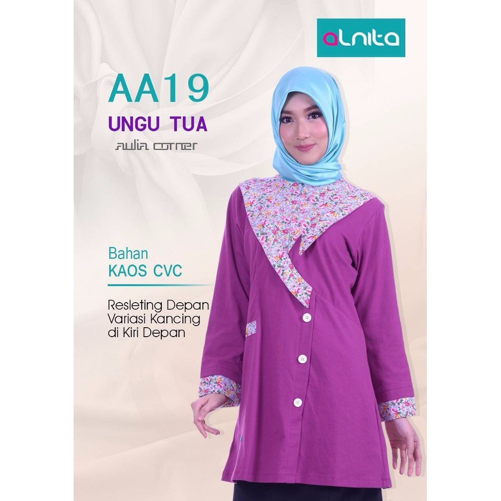 GROSIR TERMURAH Model Baju Wanita Terbaru Alnita AA 19 Ungu Blouse Muslim