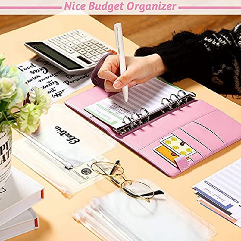 A6 Cash Envelopes Binder Wallet,PU Budget Planner Notebook for Cash Budgeting,Envelope Wallet,Savings Money Binder B