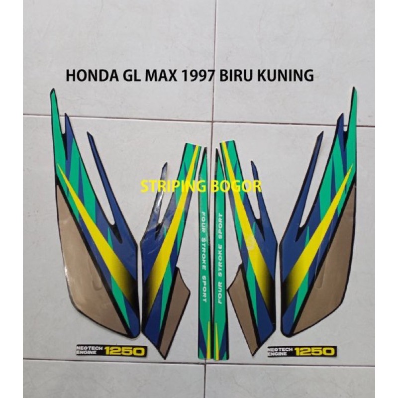 Striping Sticker Motor Honda GL Max 1997 Biru Kuning