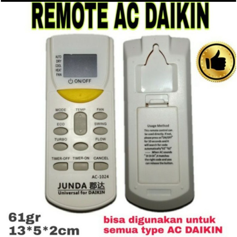 Remote AC Multi Universal AC DAIKIN JUNDA 1024