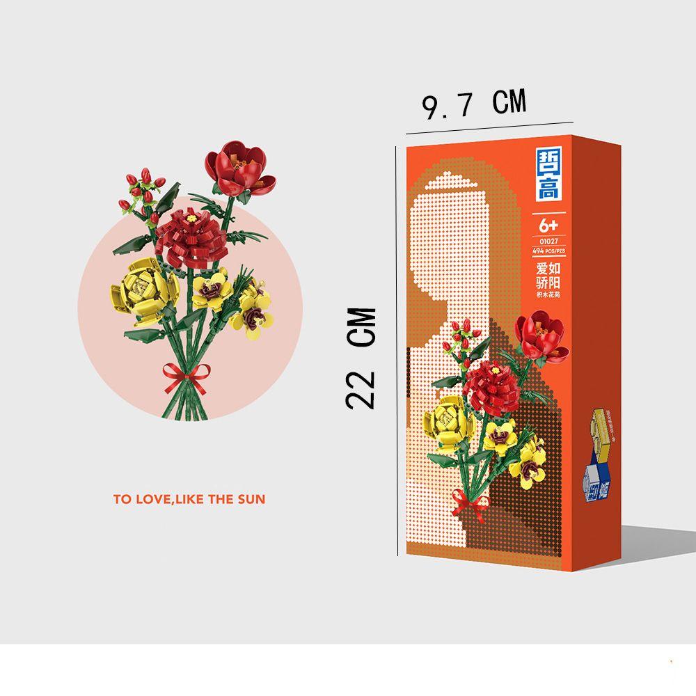 Suyo Building Blocks Flower DIY Mainan Bunga Mawar Merah Jaring Tiga Dimensi
