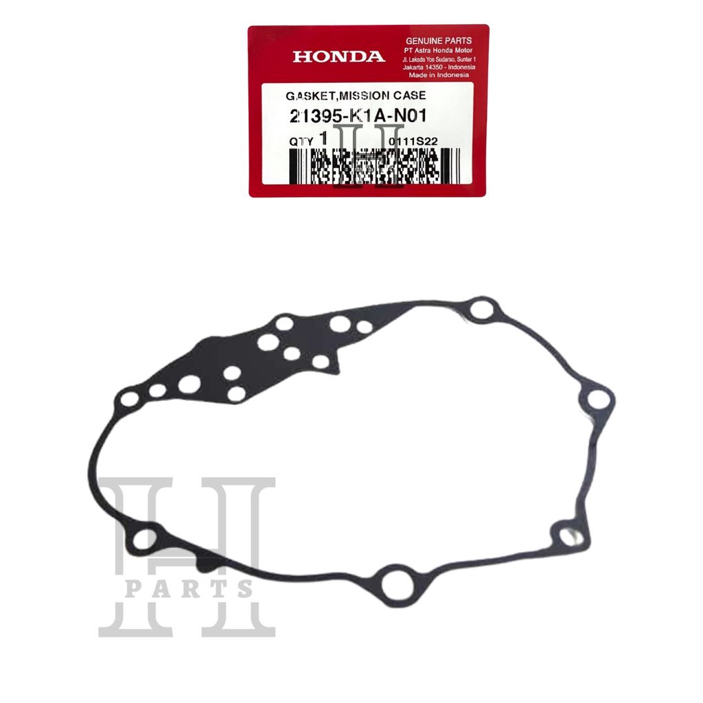 PAKING MESIN BLOK GARDAN PER PAK TRANSMISI GASKET MISSION CASE BEAT K1A SCOOPY K2F GENIO K0J 21395-K1A-N01 ASLI ORIGINAL AHM HGP HONDA