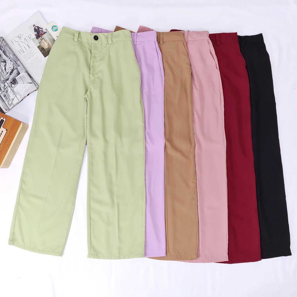 BISA COD- Aurellia Kulot Pant Bahan Wolfis / Kulot Wanita JUMBO / Kulot Hightwaist Premium-Lilac